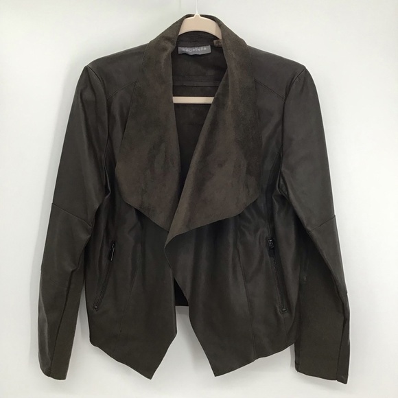 Bagatelle Women’s Open Front Faux Leather Moto Style Jacket Modern Green Size M - Picture 1 of 8